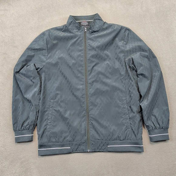 Fort Collins Textured Bomber Jacket Men XL Gray Geometric Full Zip Lightweight — photo 2